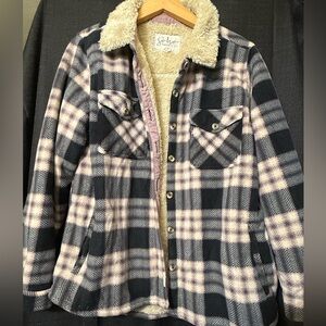 Soho Black and Pink Plaid Teddy Jacket
